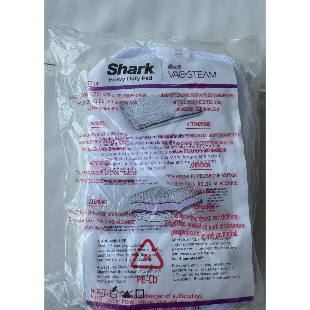 Shark 2-in-1 Vac-then-Steam‎ Heavy Duty Microfiber Mop Pad Replacement MV2010